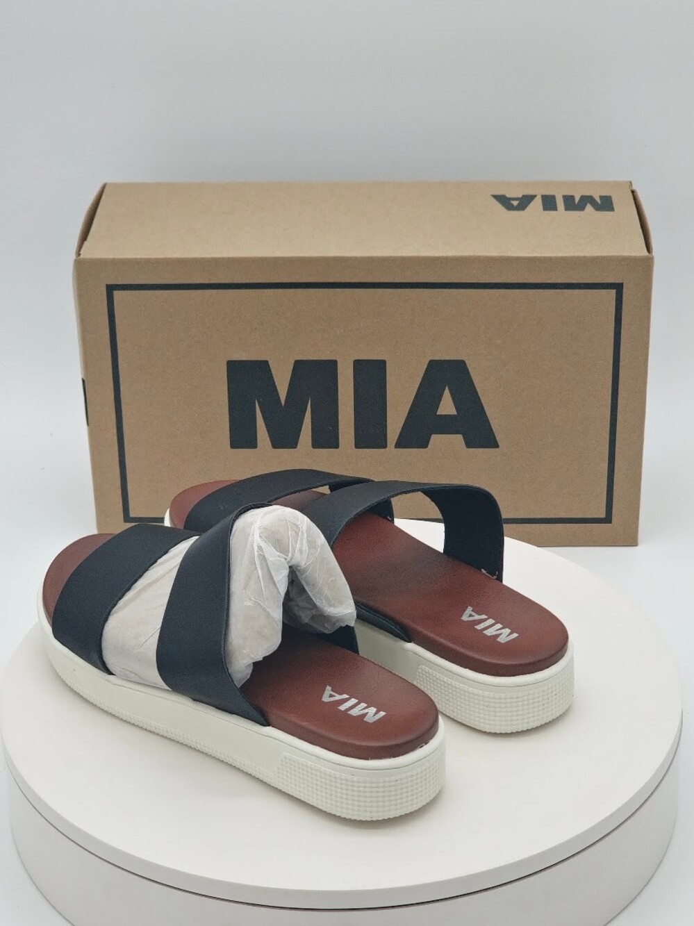 MIA Saige Black Double Strap Platform Slide Sandals Women’s Size 7 - Picture 5 of 11
